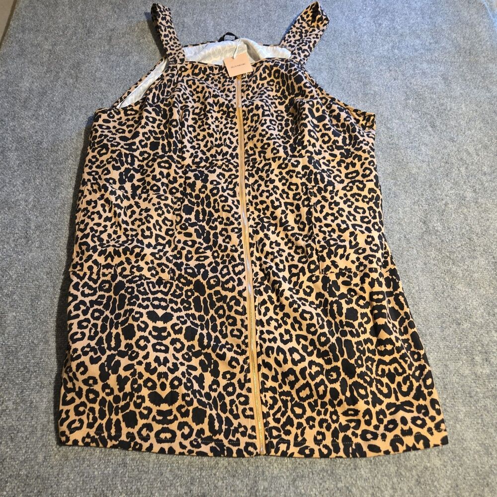 BloomChic Dress Womens Size 28 Black/Brown Cheetah Print Front Zip NEW WITH TAGS